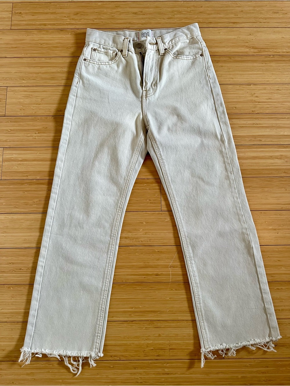 BDG Off-White High-Rise Straight Crop Jeans